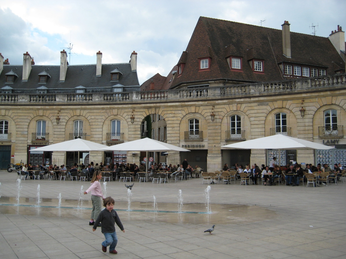 French town centre on a cool June evening